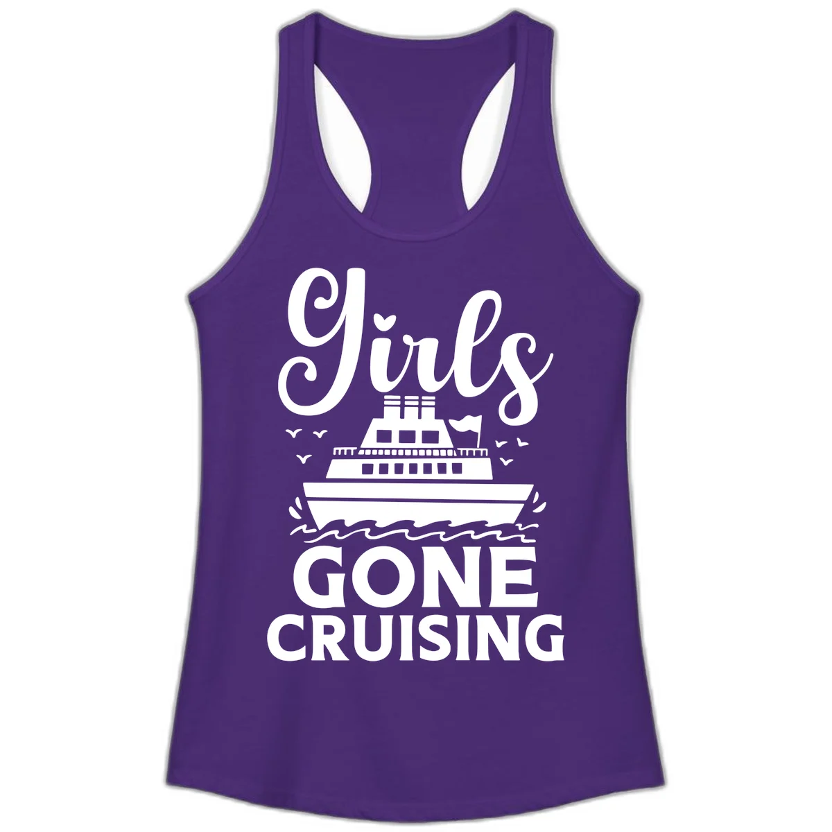 Ship All Gone Cruising Ladies Tank in Solid Purple Rush