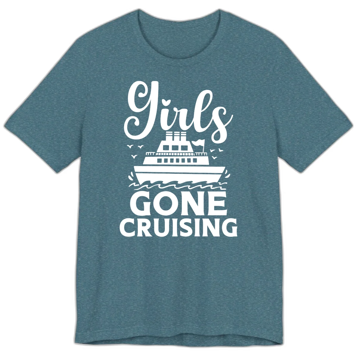 Ship All Gone Cruising Premium T-Shirt in Heather Deep Teal
