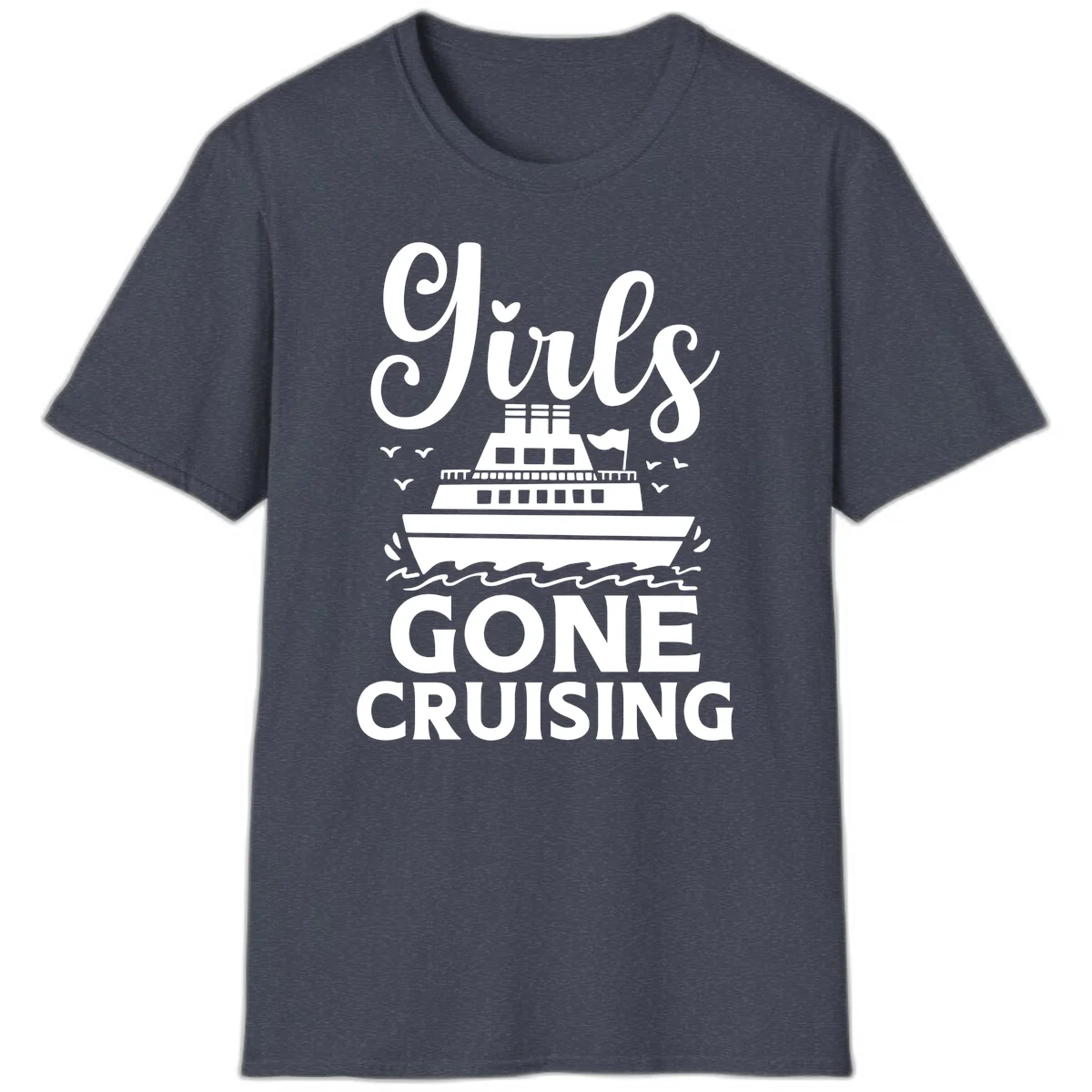 Ship All Gone Cruising T-Shirt in Heather Navy