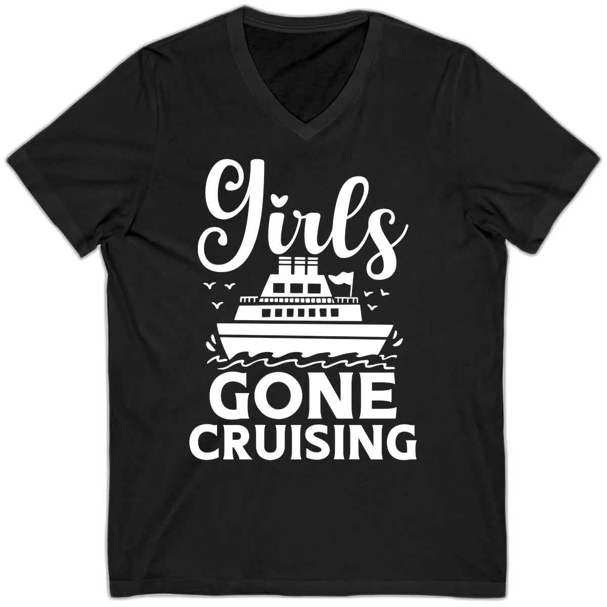 Ship All Gone Cruising V-Neck in Black