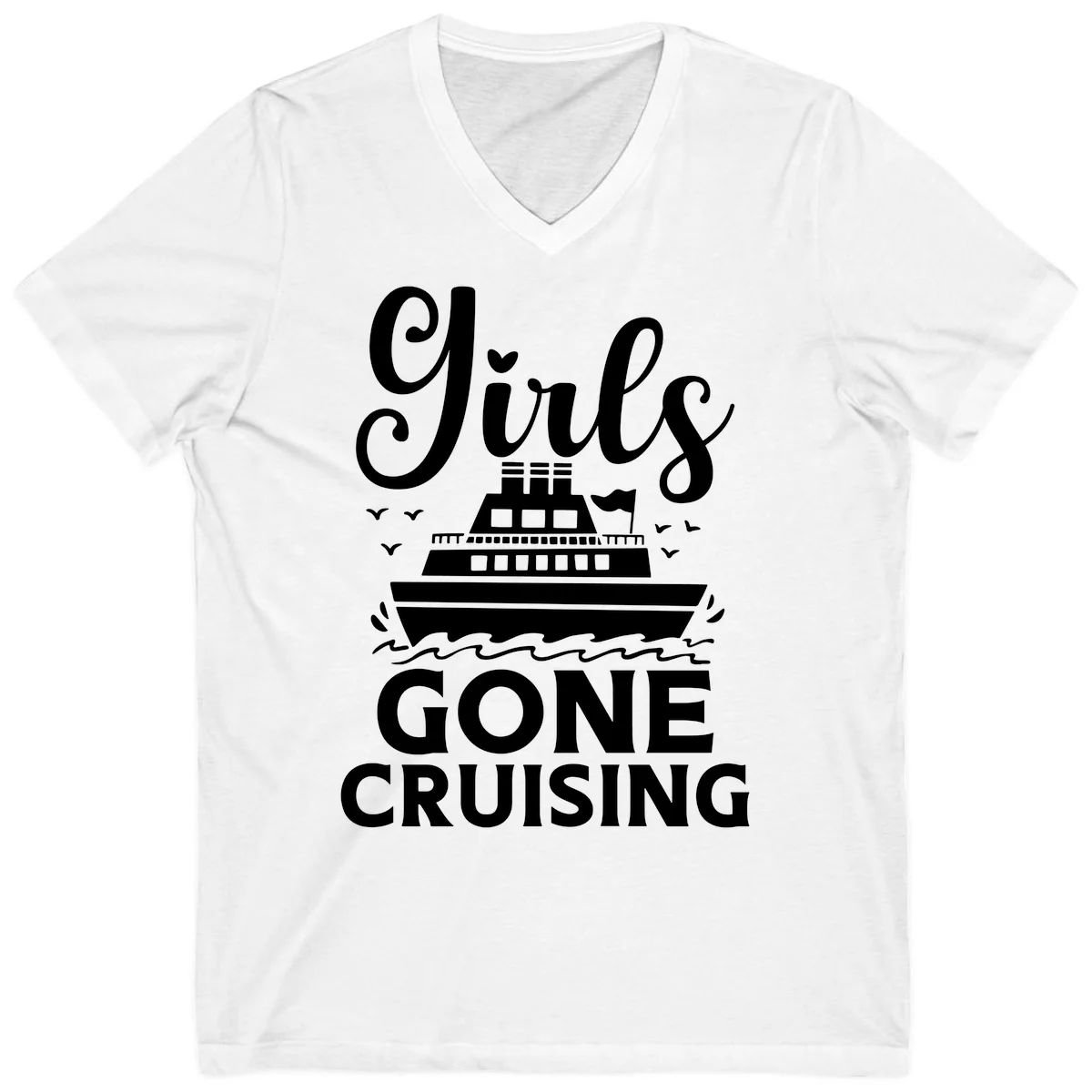 Ship All Gone Cruising V-Neck in White