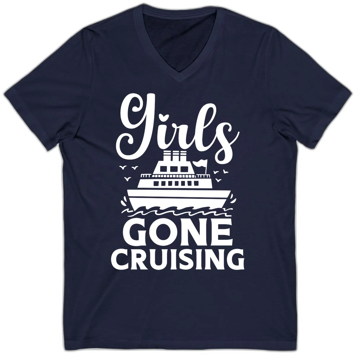 Ship All Gone Cruising V-Neck in Navy