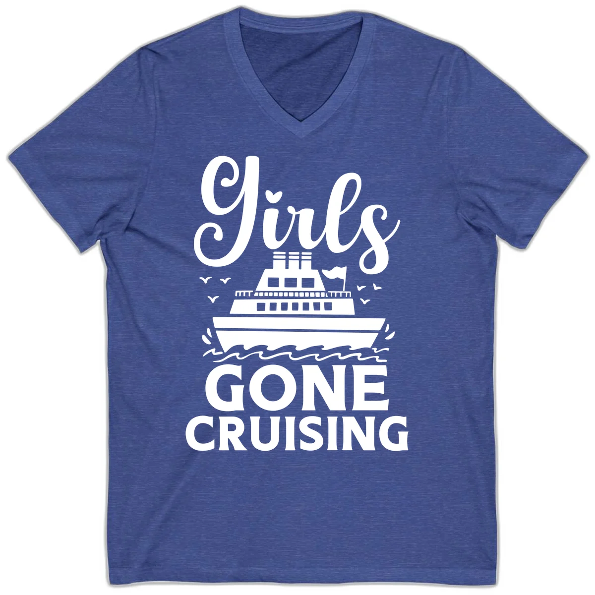 Ship All Gone Cruising V-Neck in Heather True Royal