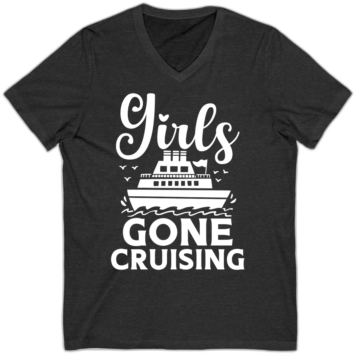 Ship All Gone Cruising V-Neck in Dark Grey Heather