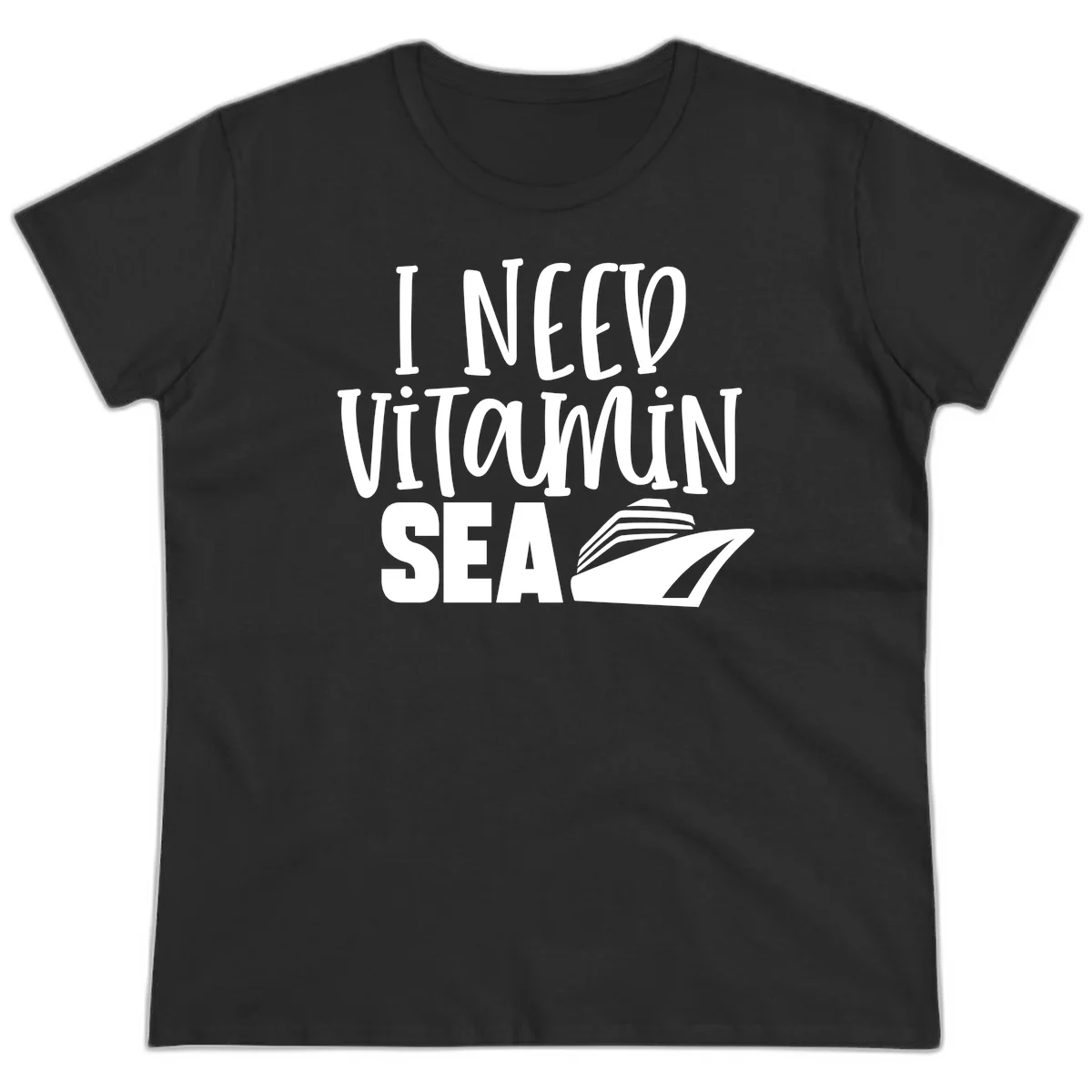 I Need Vitamin Sea Ladies Tee in Black