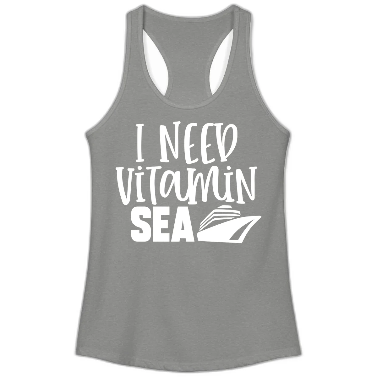 I Need Vitamin Sea Ladies Tank in Heather Grey