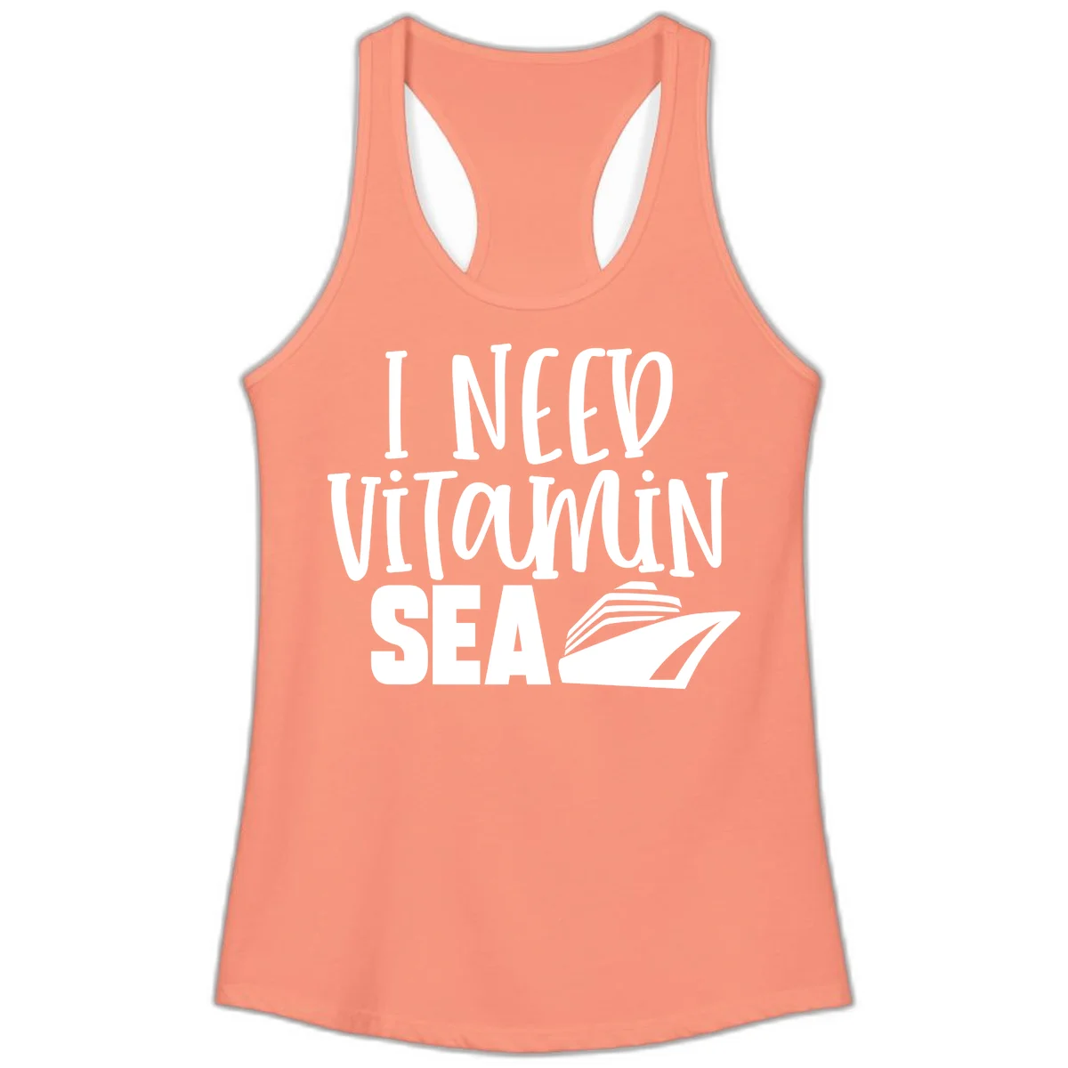 I Need Vitamin Sea Ladies Tank in Solid Light Orange