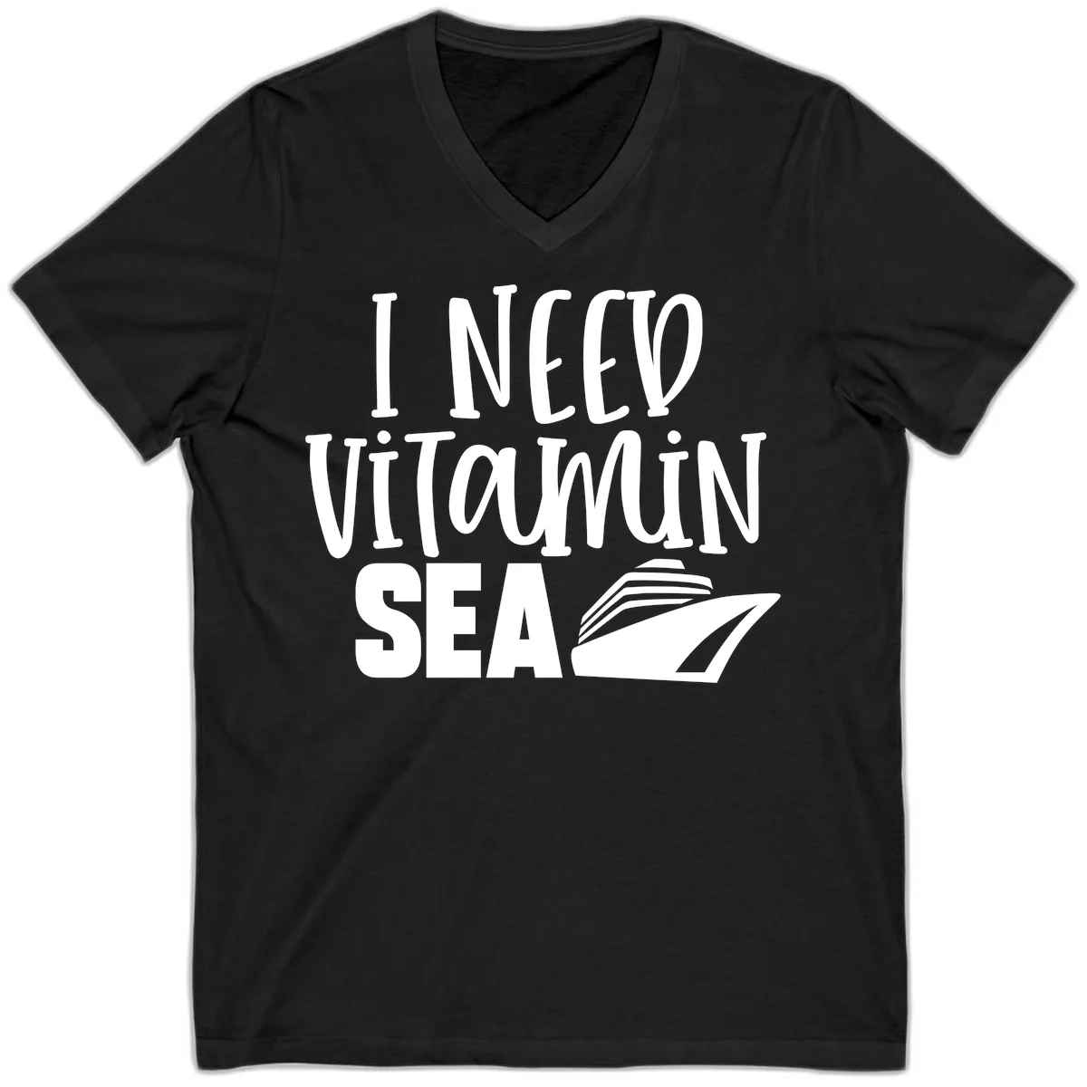 I Need Vitamin Sea V-Neck in Black