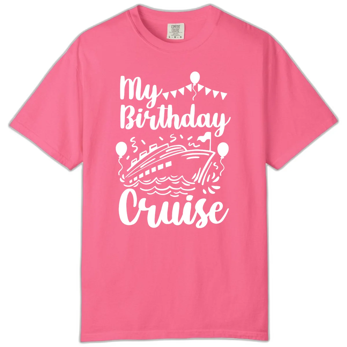 My Birthday Cruise Comfort Color Tee for Your Sea Celebration in Crunchberry