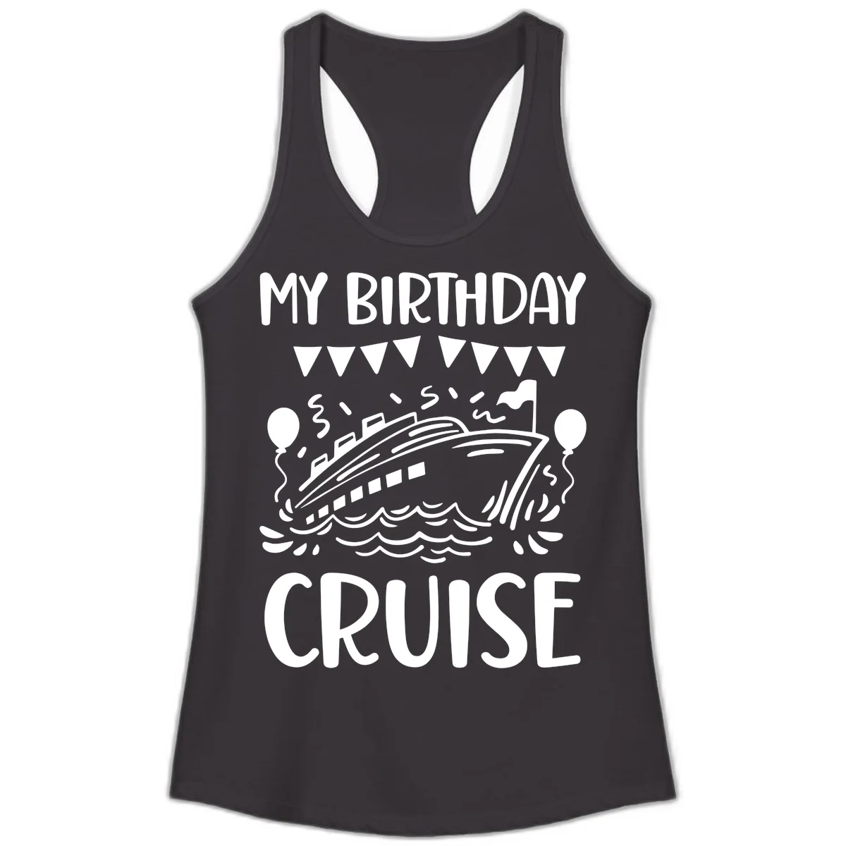 My Birthday Cruise Ladies Tank in Black