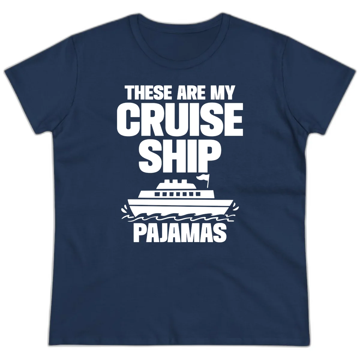 Cruise Ship Pajamas Ladies Tee in Navy