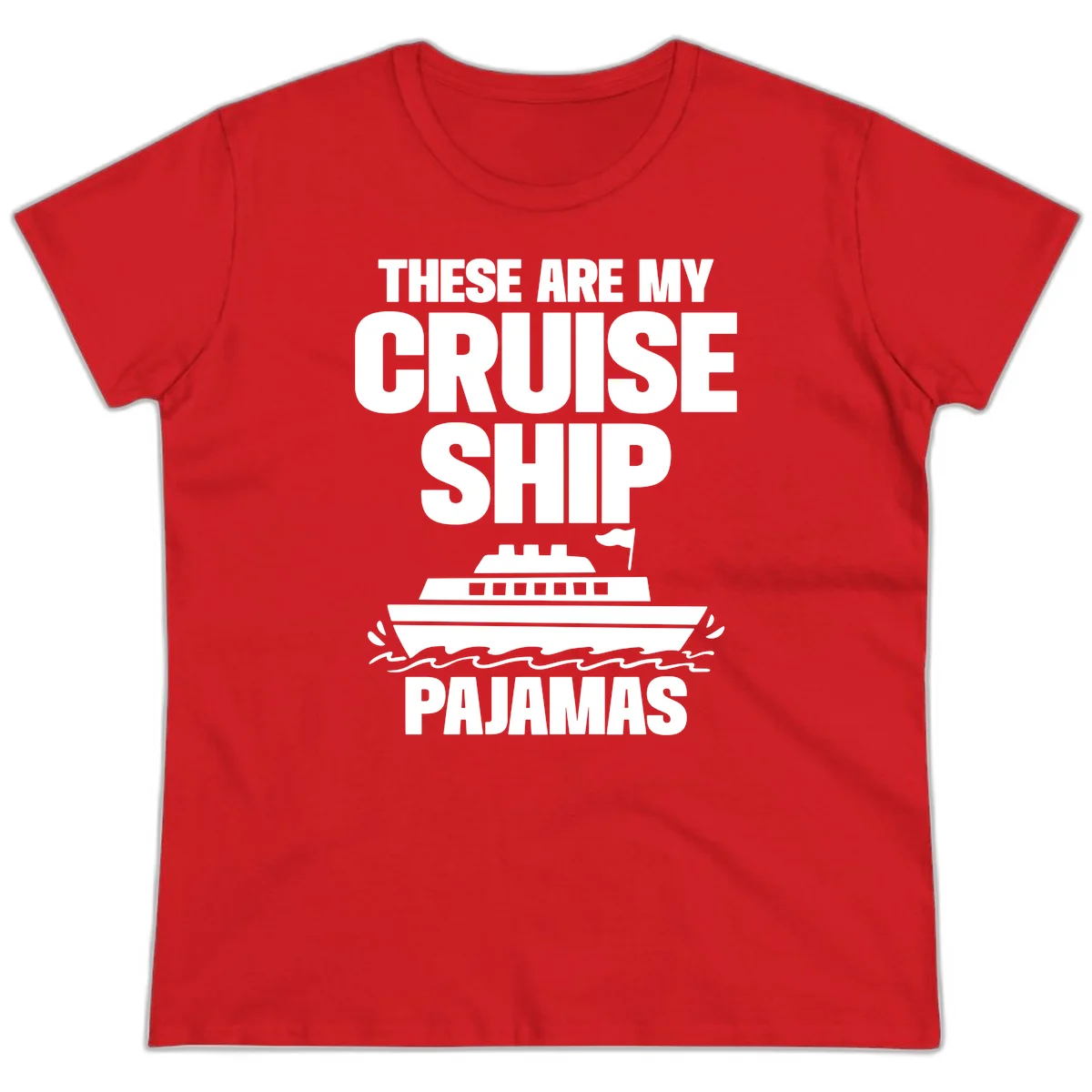 Cruise Ship Pajamas Ladies Tee in Red