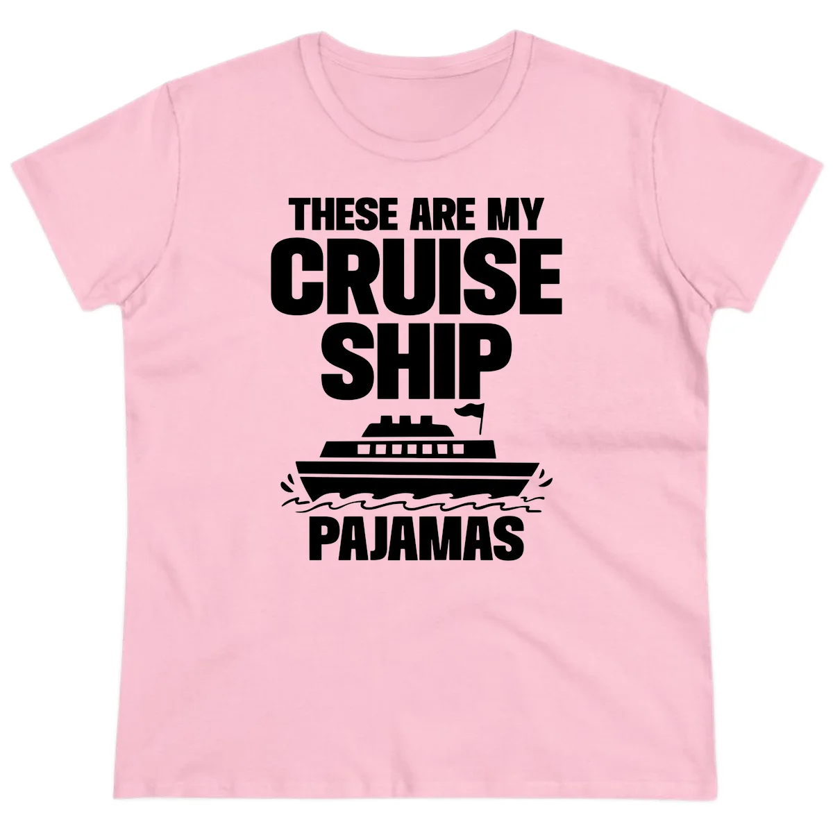 Cruise Ship Pajamas Ladies Tee in Light Pink