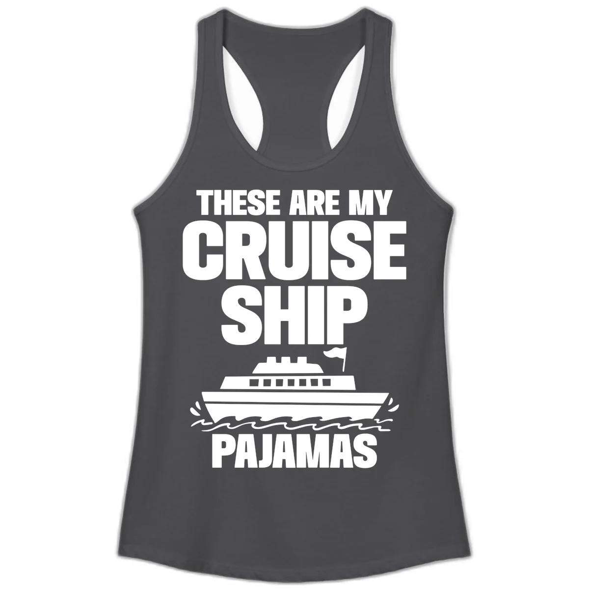 Cruise Ship Pajamas Ladies Tank in Solid Dark Gray