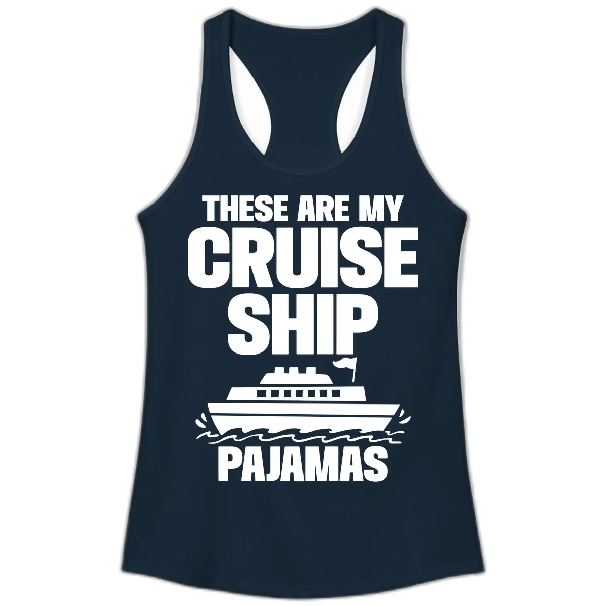 Cruise Ship Pajamas Ladies Tank in Solid Midnight Navy