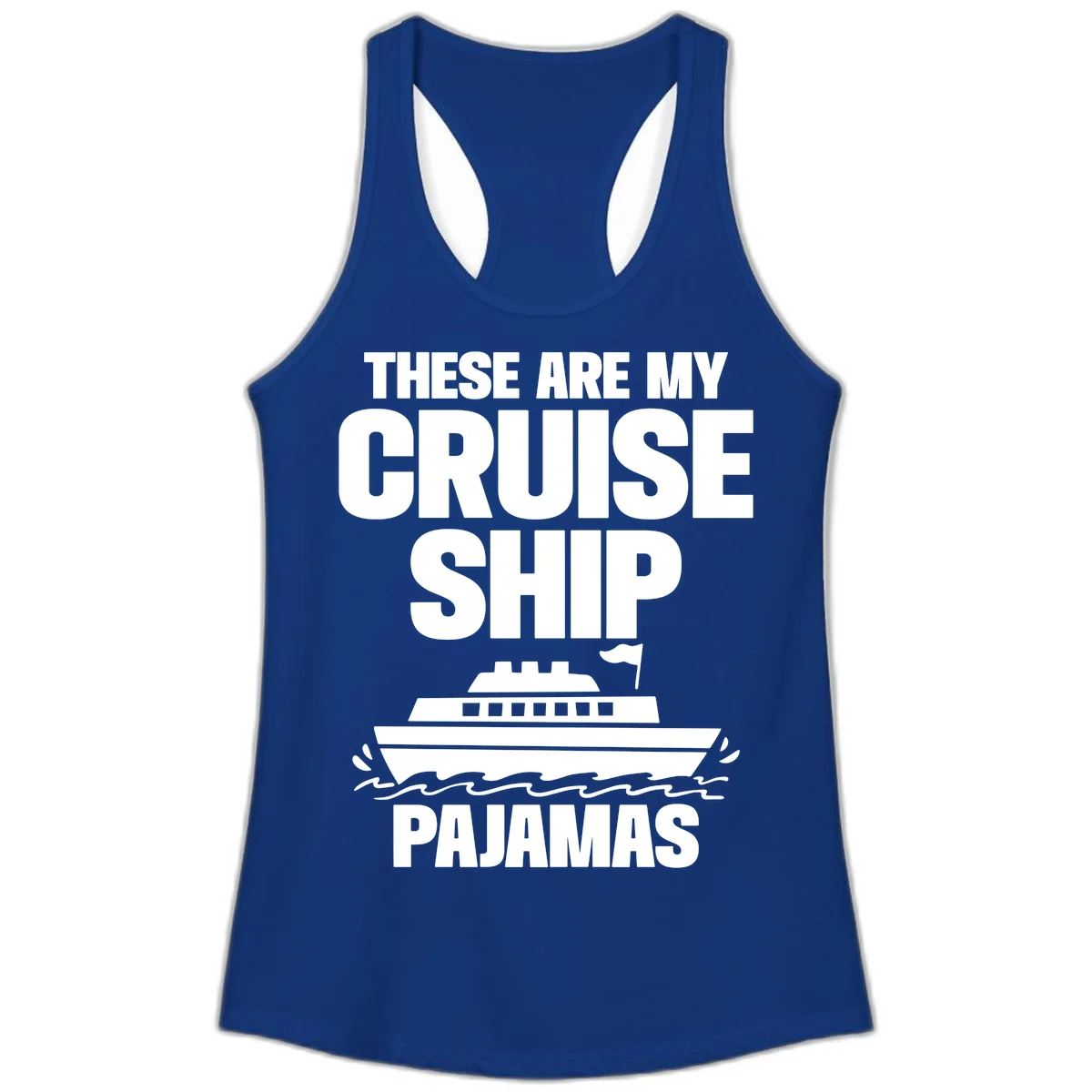 Cruise Ship Pajamas Ladies Tank in Solid Royal