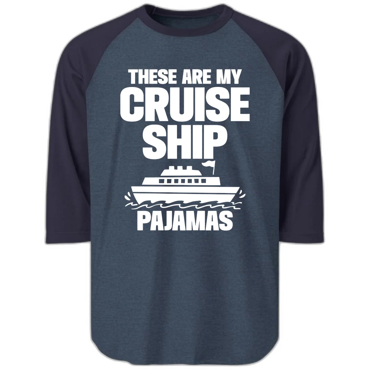 Cruise Ship Pajamas Raglan 3/4 in Heather Denim Navy
