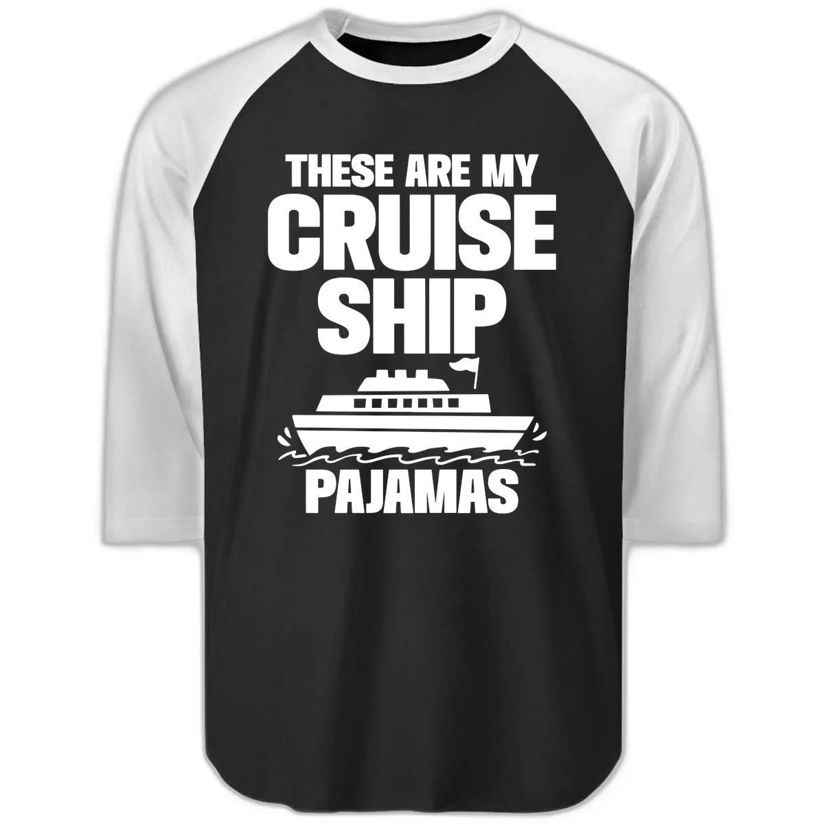 Cruise Ship Pajamas Raglan 3/4 in Black White
