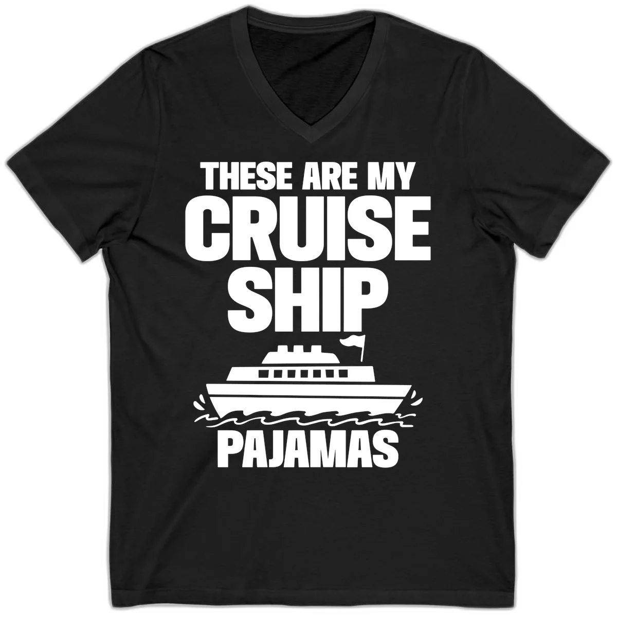 Cruise Ship Pajamas V-Neck in Black