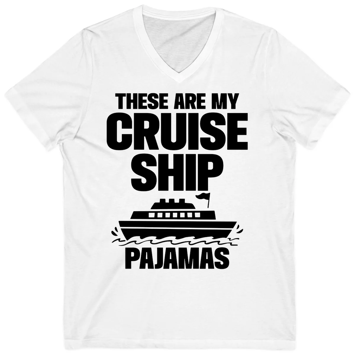 Cruise Ship Pajamas V-Neck in White