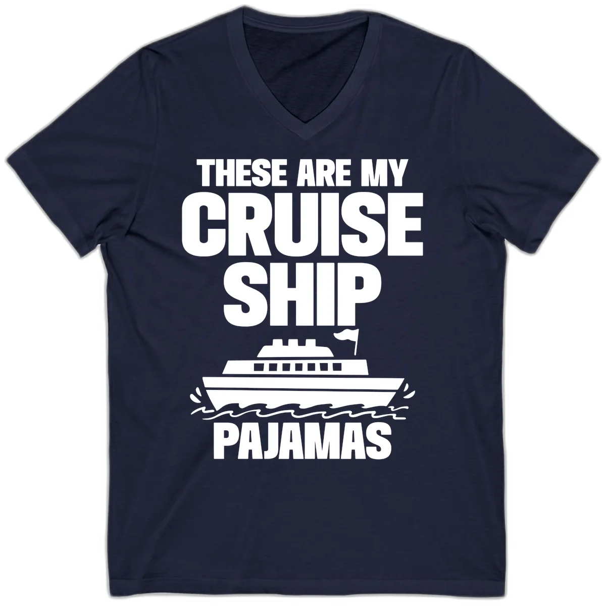 Cruise Ship Pajamas V-Neck in Navy