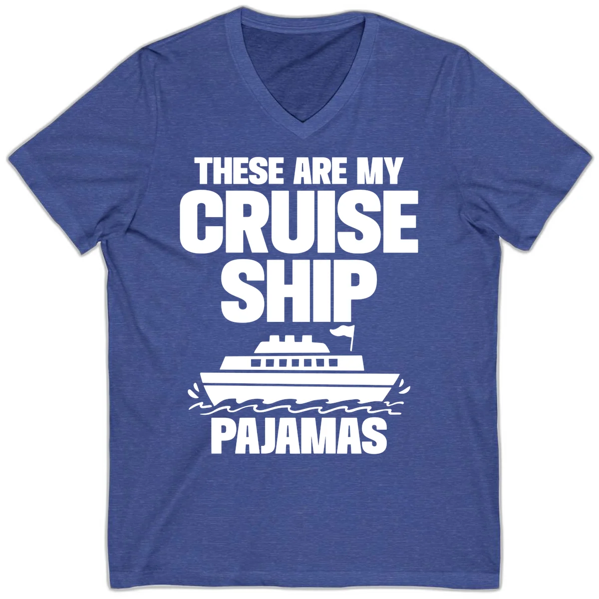 Cruise Ship Pajamas V-Neck in Heather True Royal