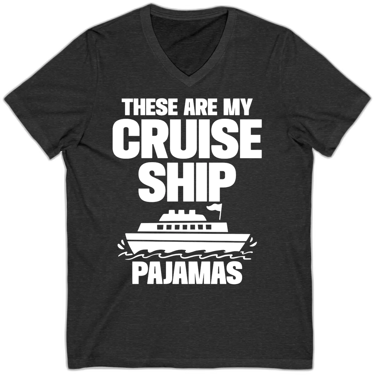 Cruise Ship Pajamas V-Neck in Dark Grey Heather