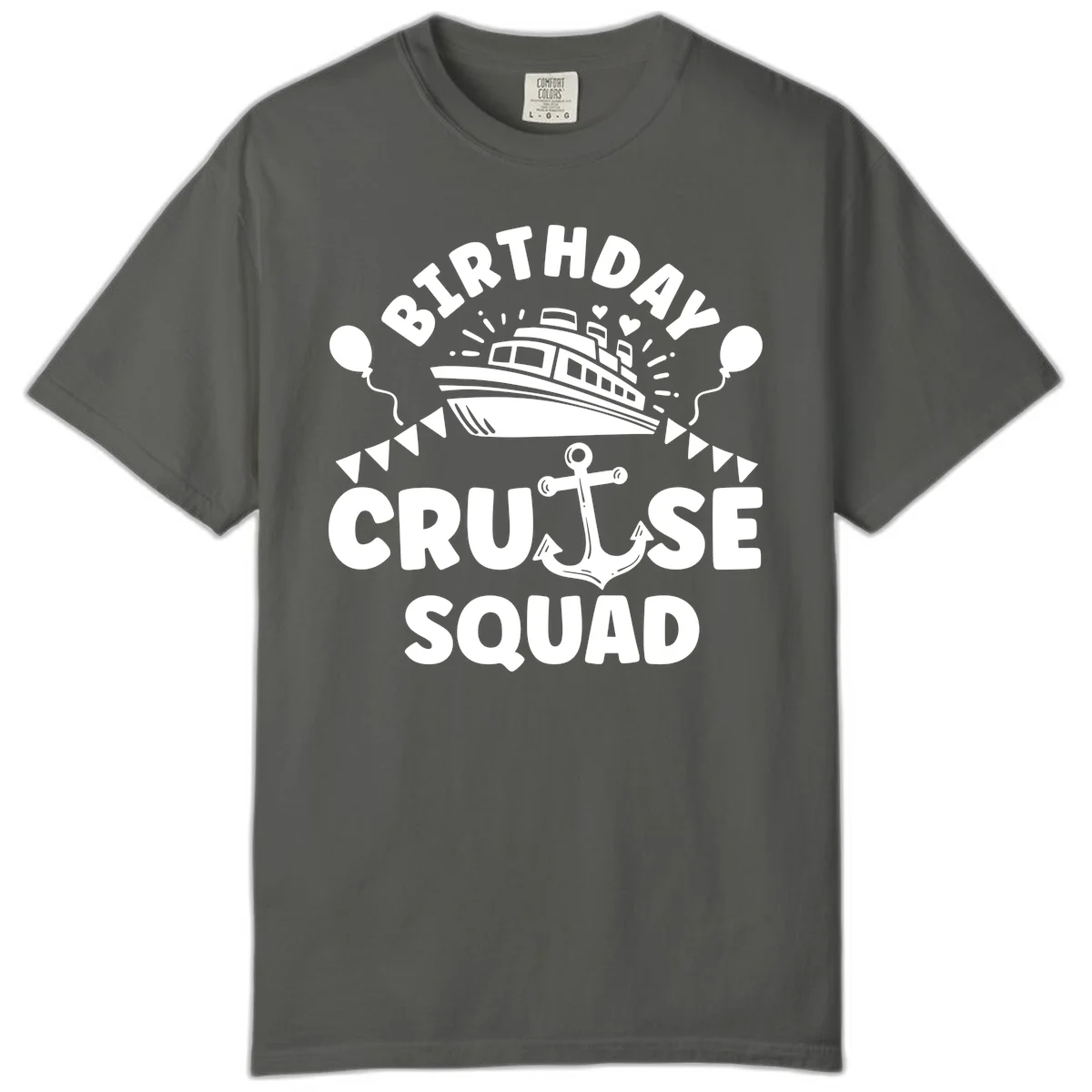 Birthday Cruise Squad Comfort Color Tee in Pepper