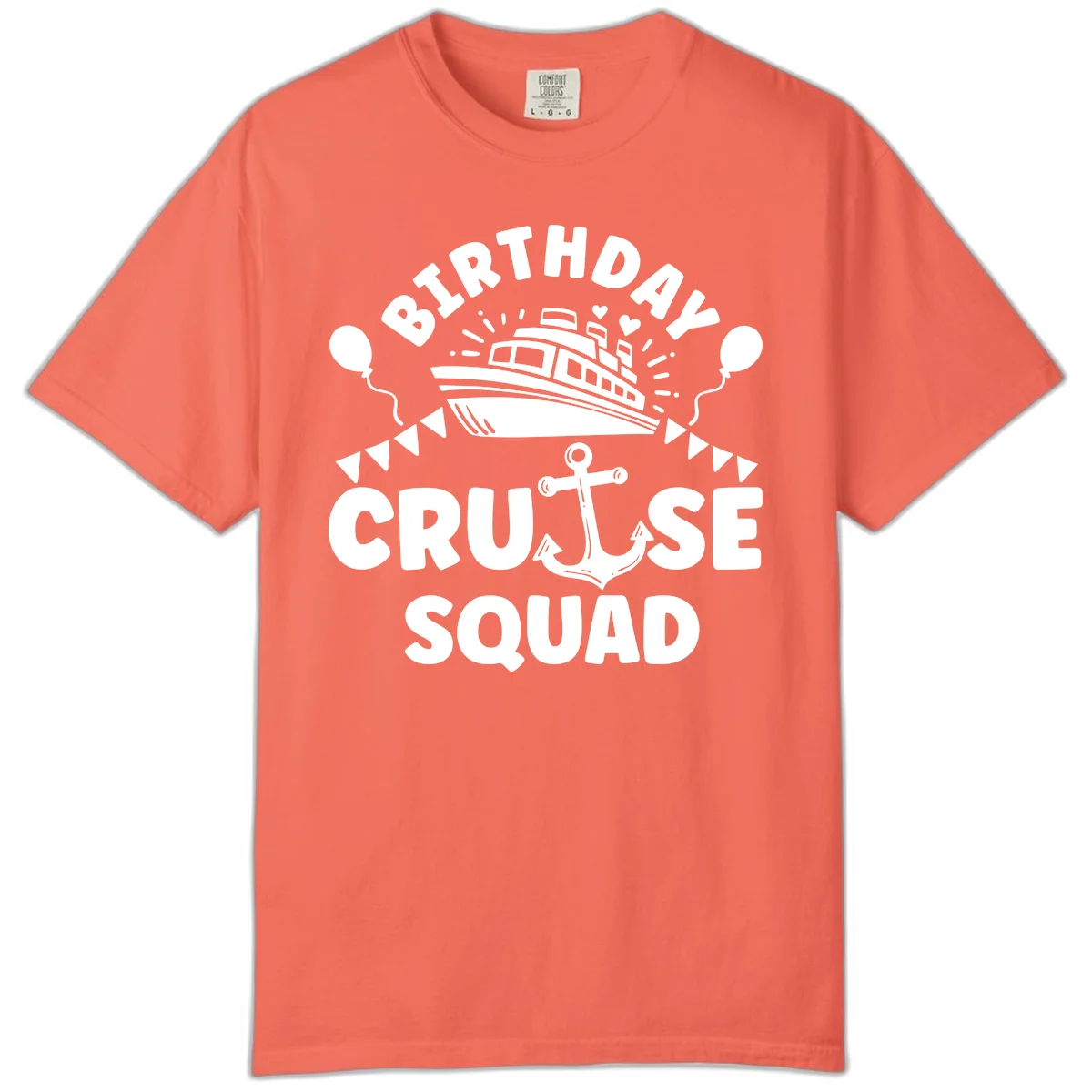 Birthday Cruise Squad Comfort Color Tee in Bright Salmon