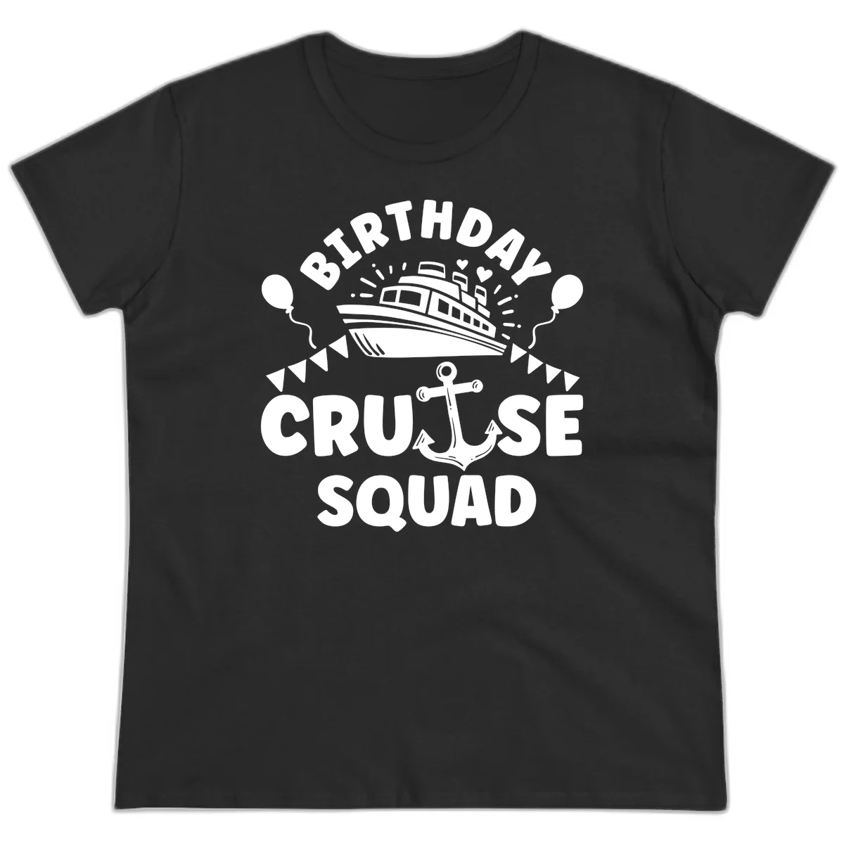 Birthday Cruise Squad Ladies Tee in Black
