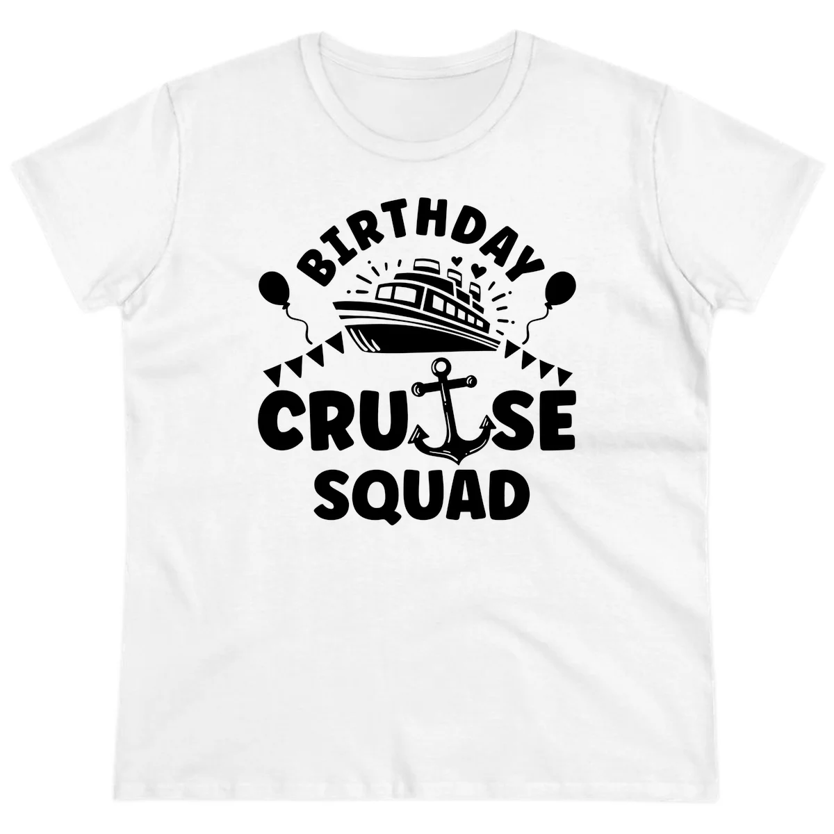 Birthday Cruise Squad Ladies Tee in White