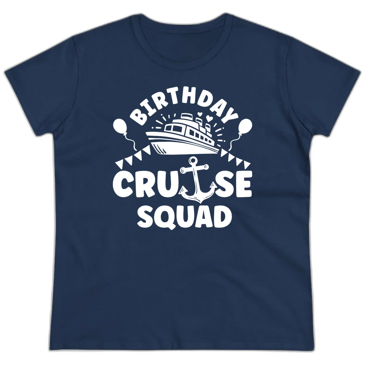 Birthday Cruise Squad Ladies Tee in Navy