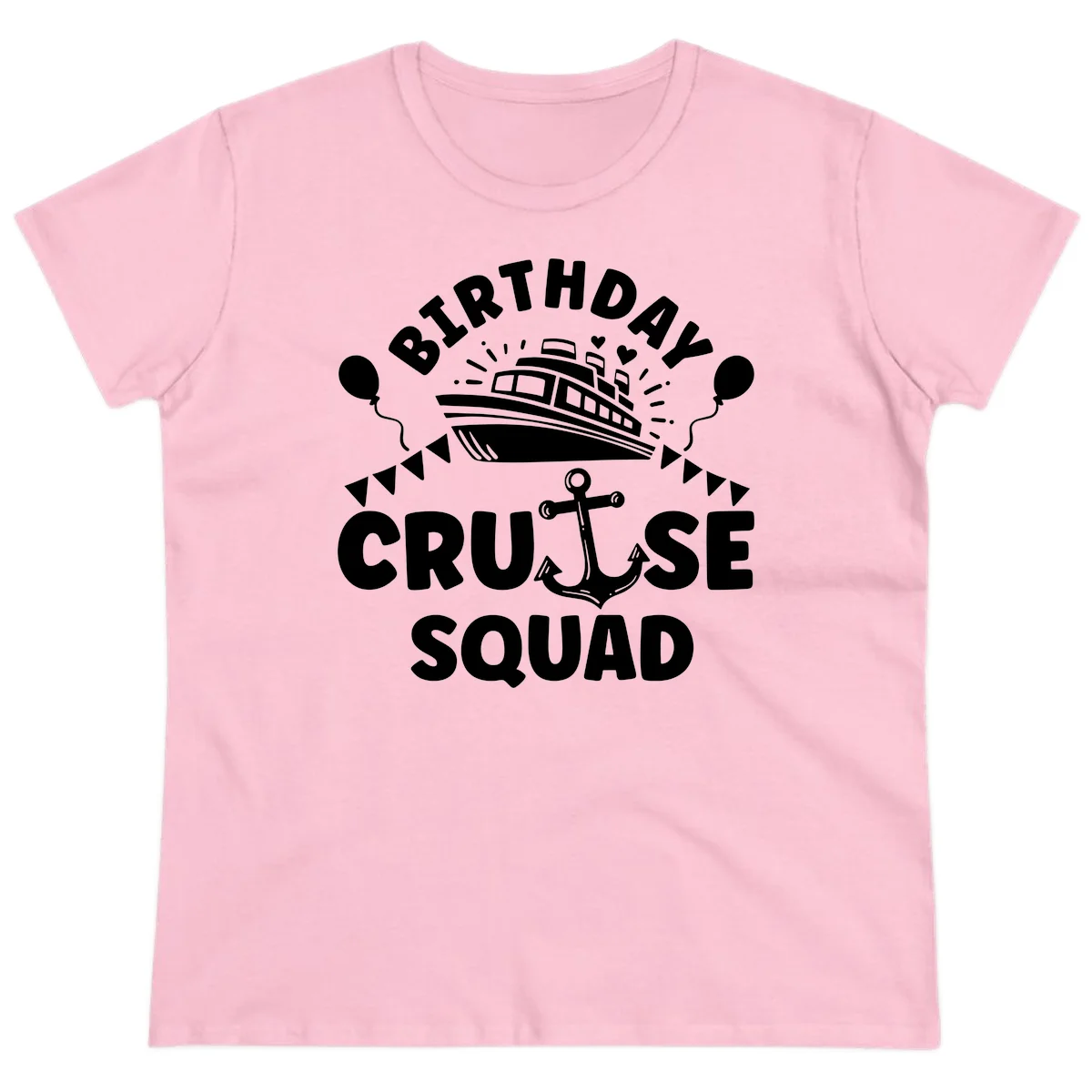 Birthday Cruise Squad Ladies Tee in Light Pink