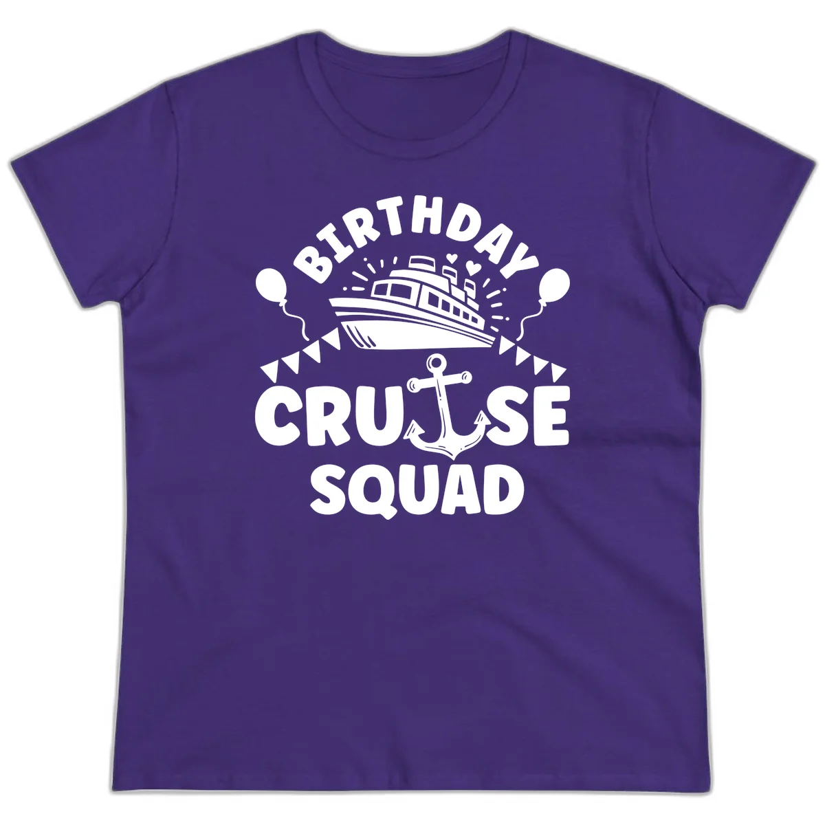 Birthday Cruise Squad Ladies Tee in Purple