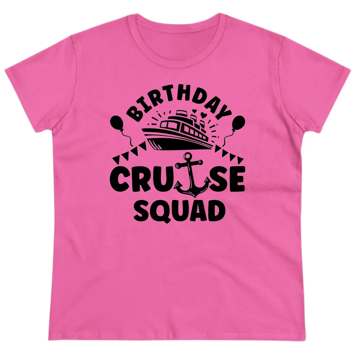 Birthday Cruise Squad Ladies Tee in Azalea