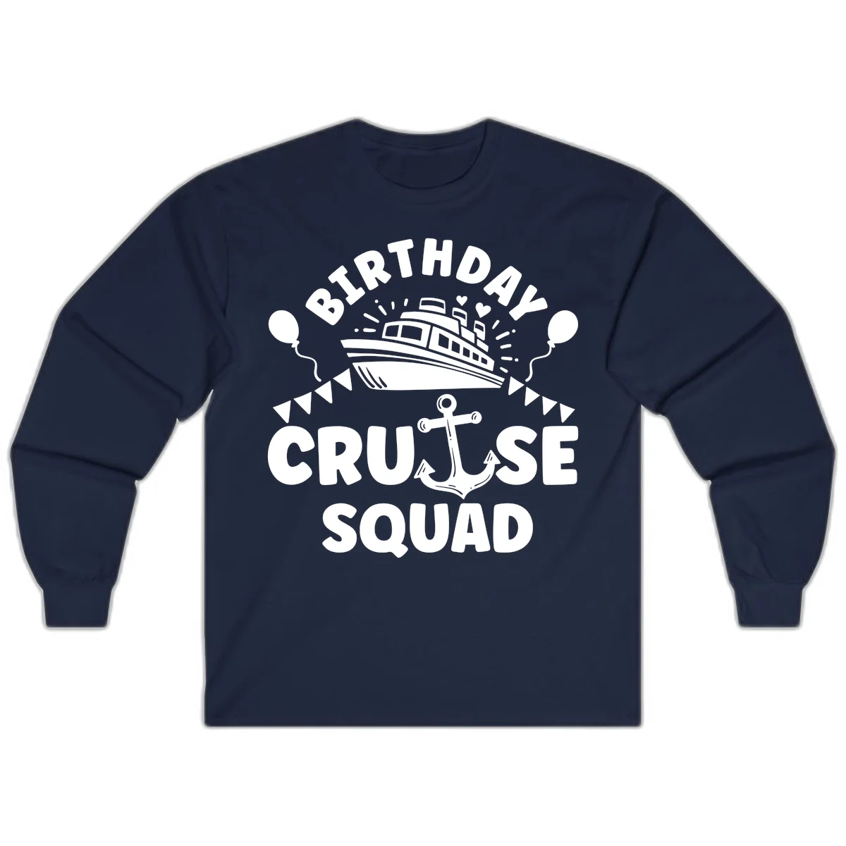 Birthday Cruise Squad Long Sleeve in Navy