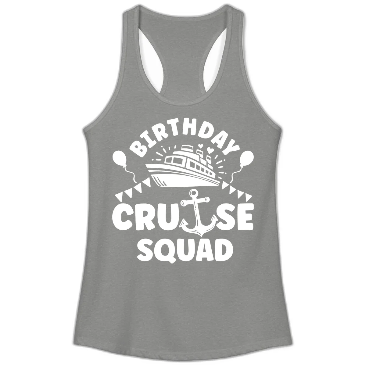 Birthday Cruise Squad Ladies Tank in Heather Grey