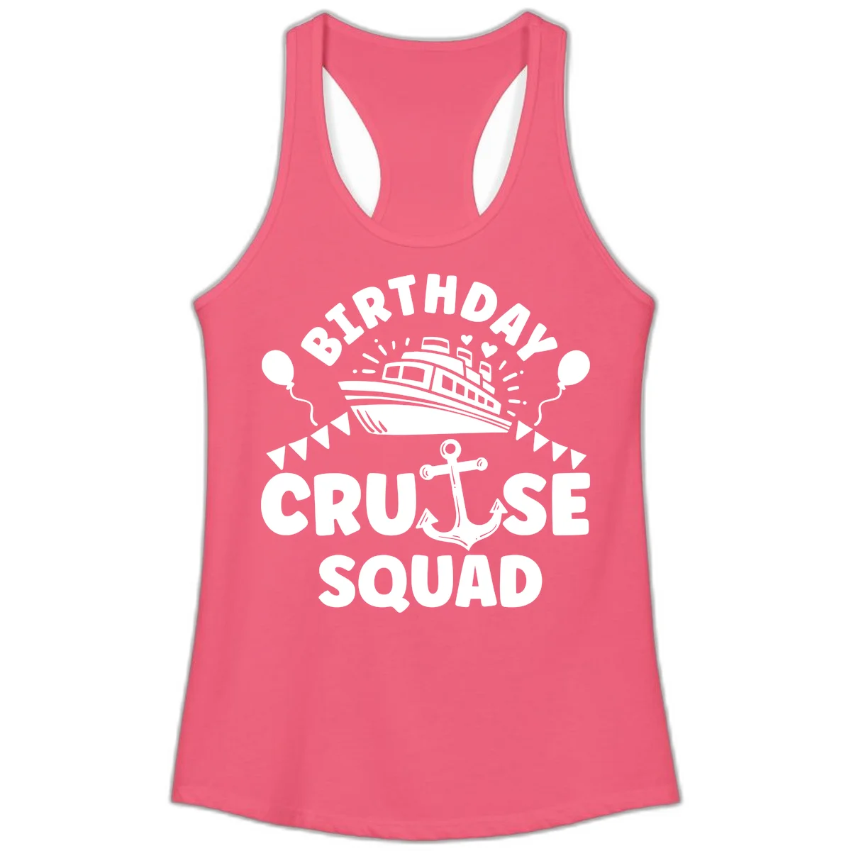 Birthday Cruise Squad Ladies Tank in Hot Pink