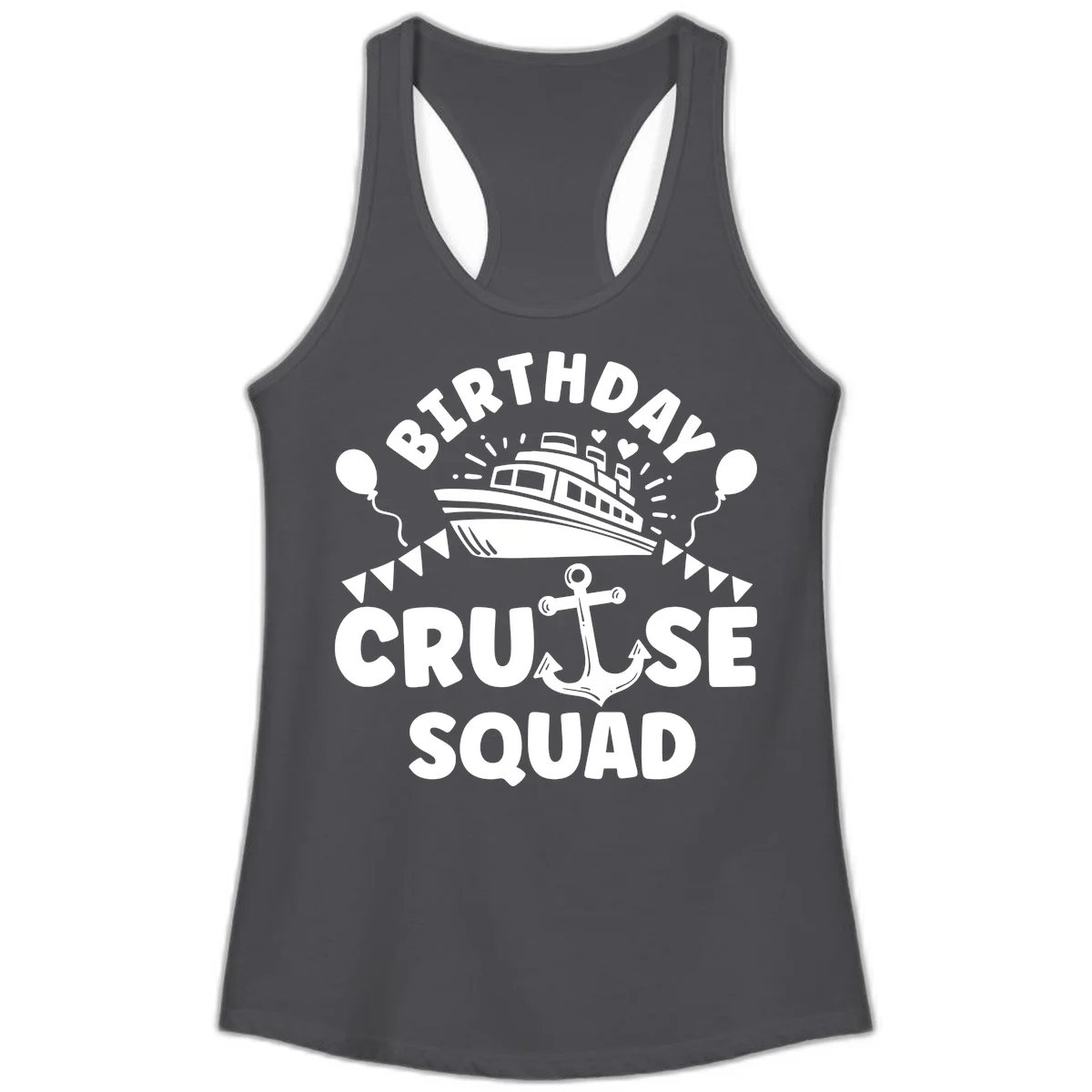 Birthday Cruise Squad Ladies Tank in Solid Dark Gray