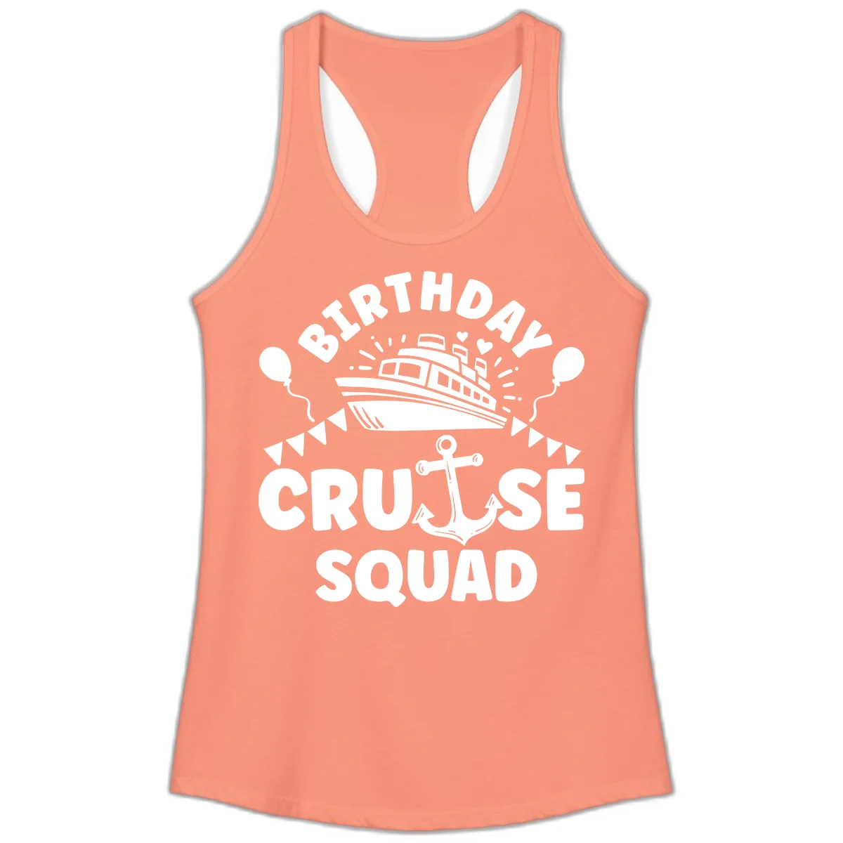 Birthday Cruise Squad Ladies Tank in Solid Light Orange