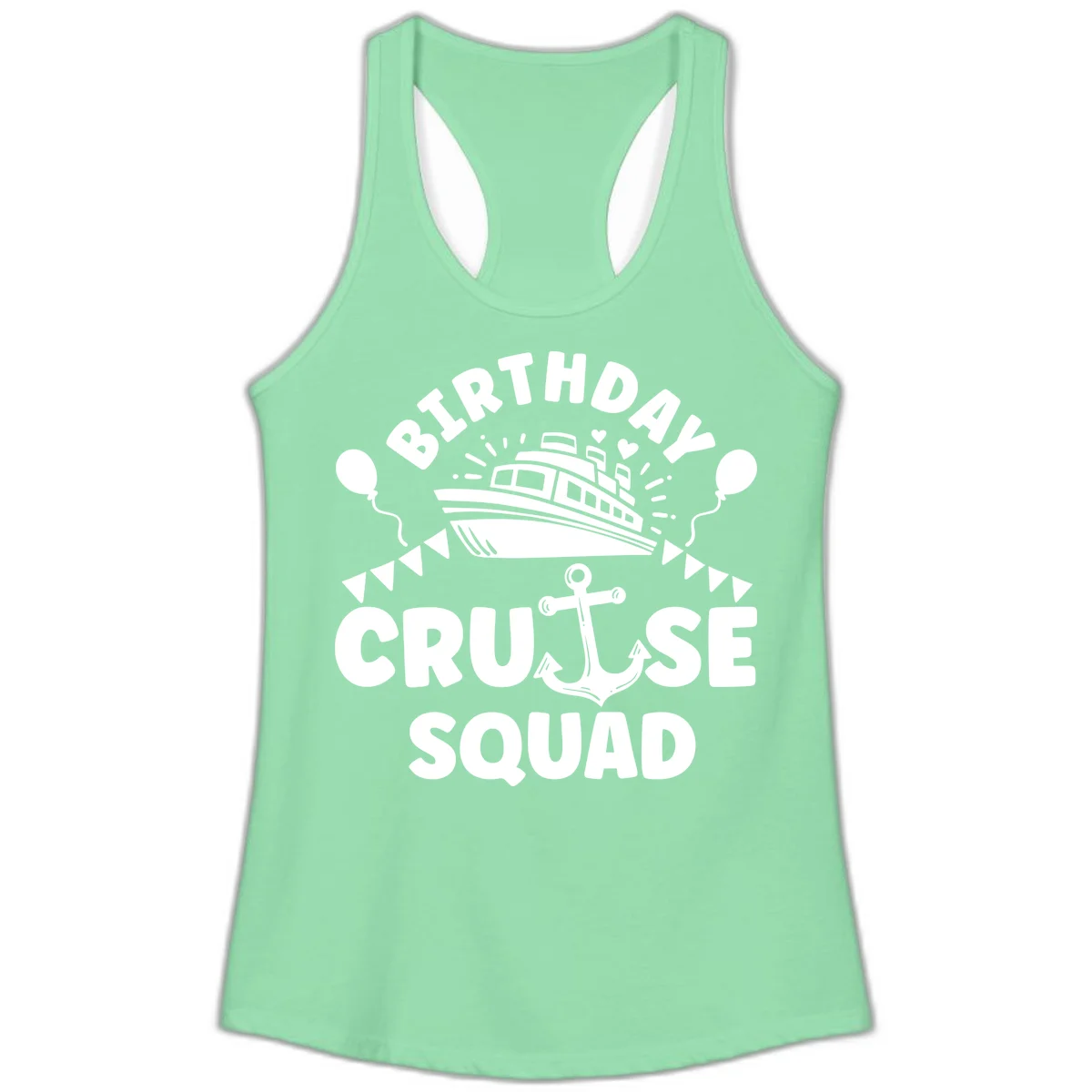Birthday Cruise Squad Ladies Tank in Solid Mint
