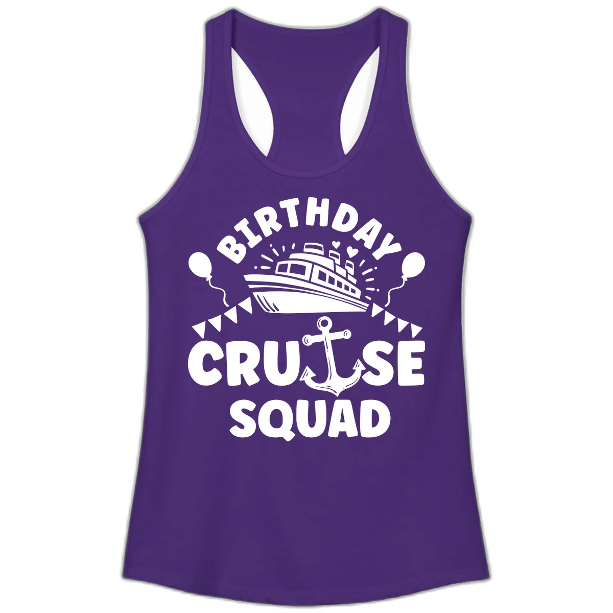 Birthday Cruise Squad Ladies Tank in Solid Purple Rush