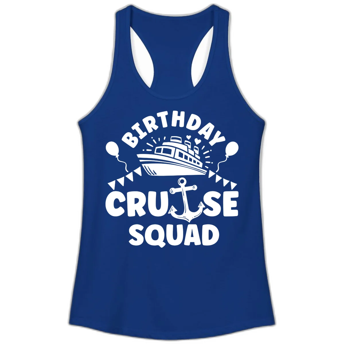 Birthday Cruise Squad Ladies Tank in Solid Royal