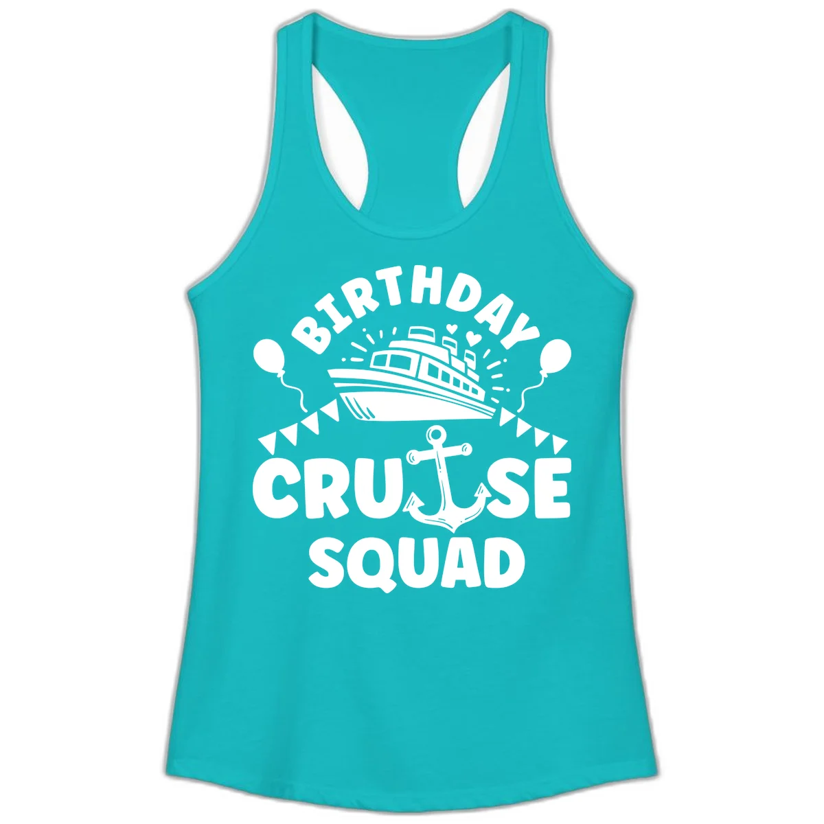 Birthday Cruise Squad Ladies Tank in Tahiti Blue