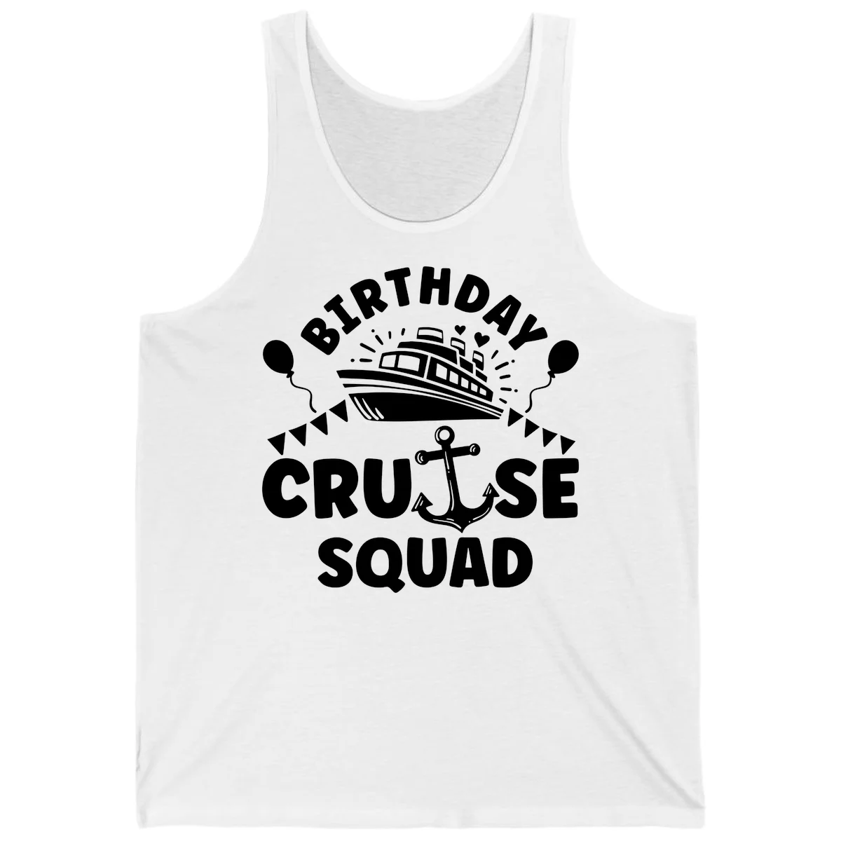 Birthday Cruise Squad Tank in White