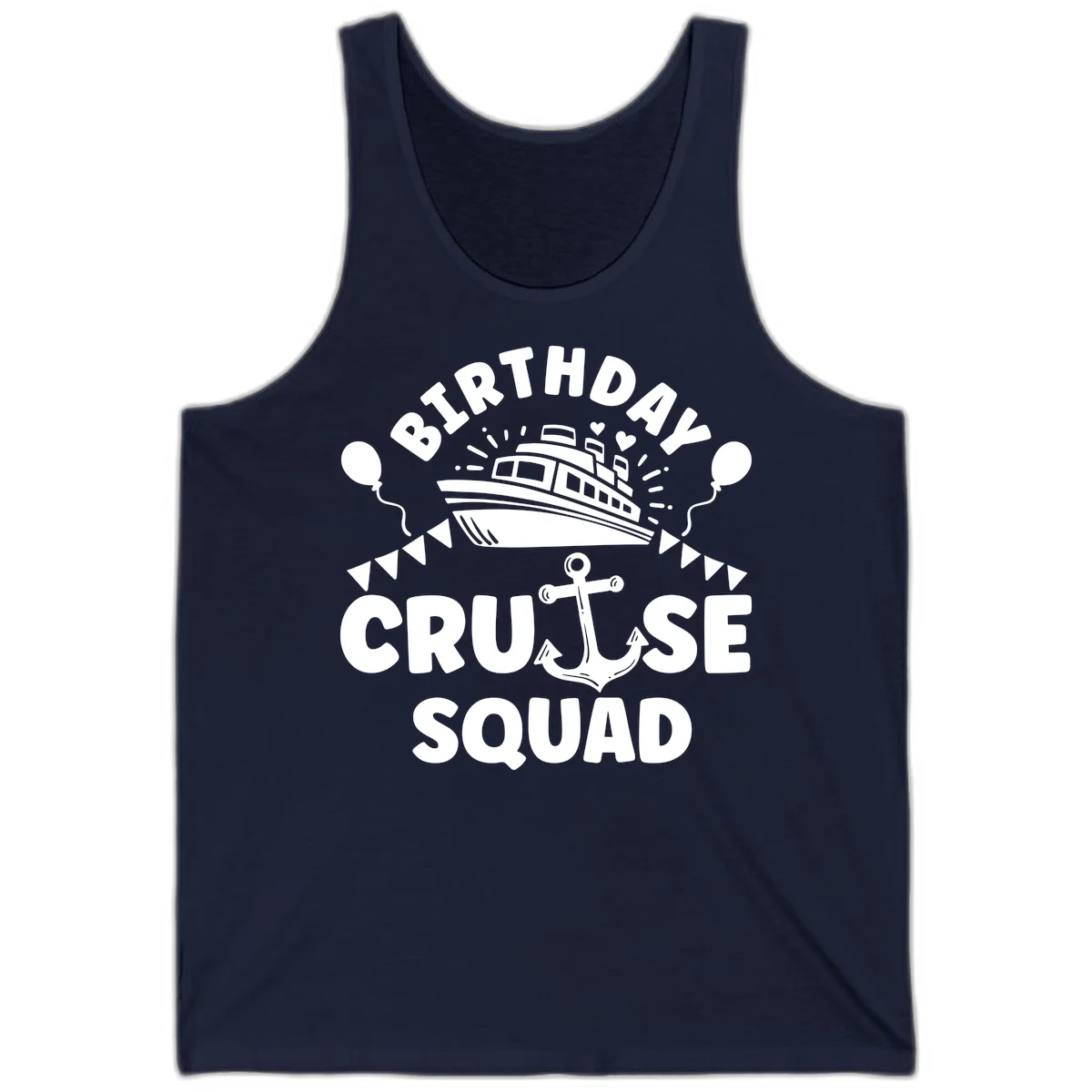 Birthday Cruise Squad Tank in Navy