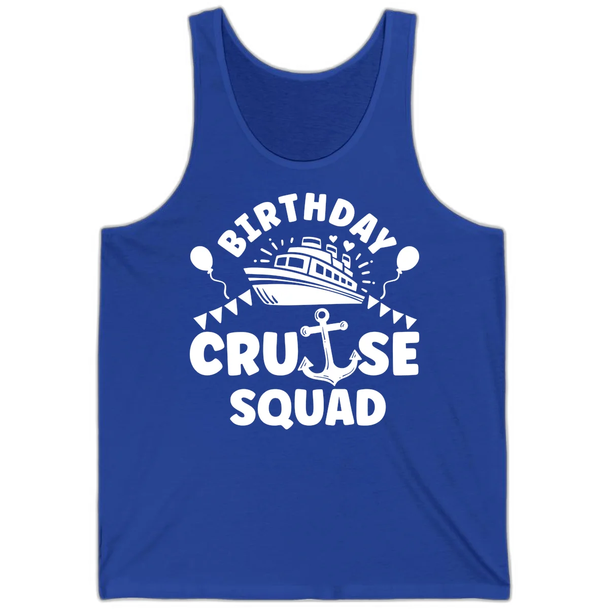 Birthday Cruise Squad Tank in True Royal