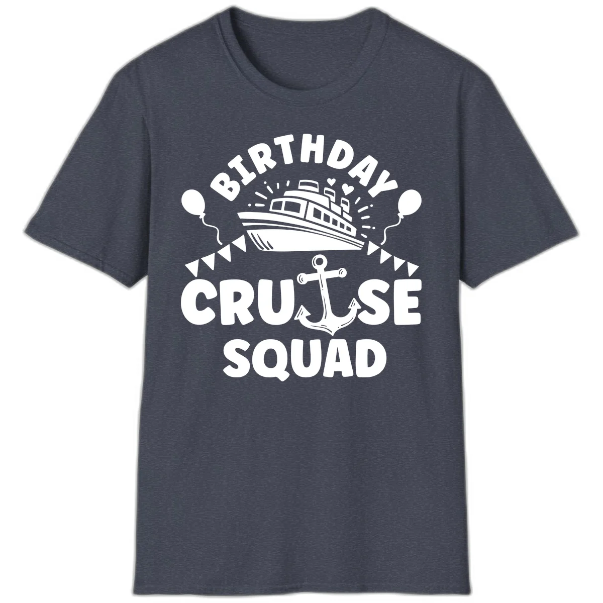 Birthday Cruise Squad T-Shirt in Heather Navy