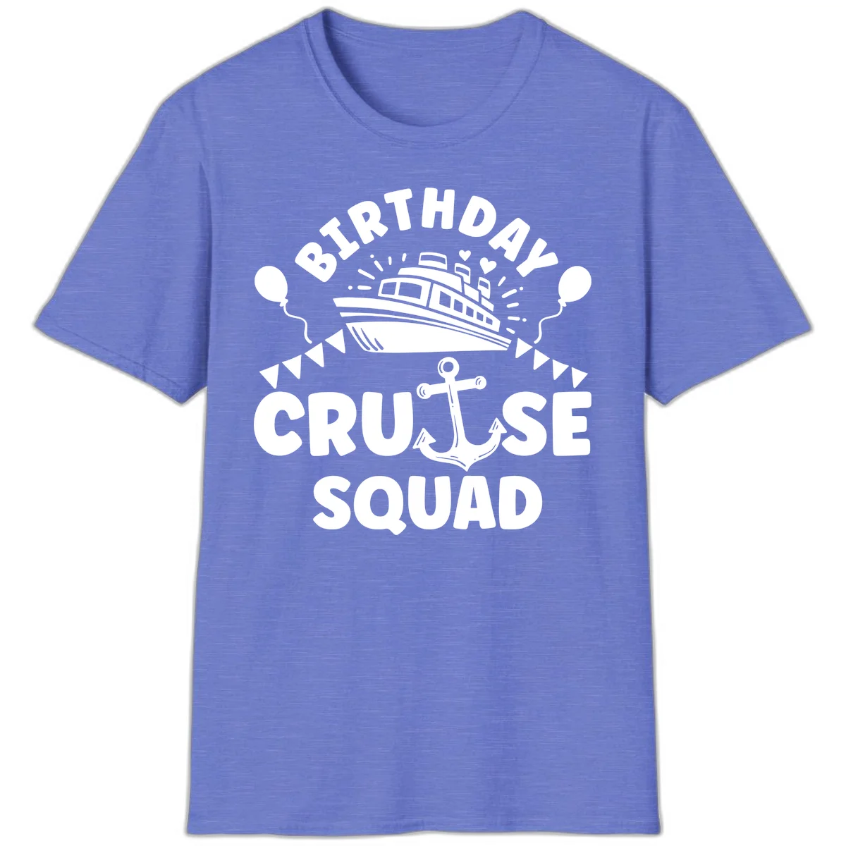 Birthday Cruise Squad T-Shirt in Heather Royal