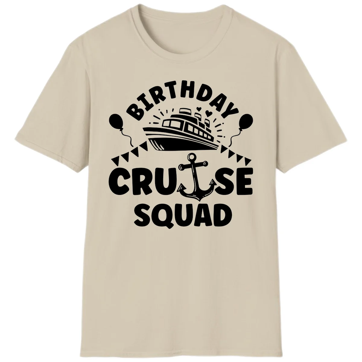 Birthday Cruise Squad T-Shirt in Sand